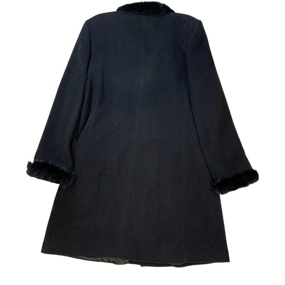 Liz Claiborne Coat Womens 18 Faux Fur Collar Cuffs Wool Blend Lined Classic - Picture 7 of 10